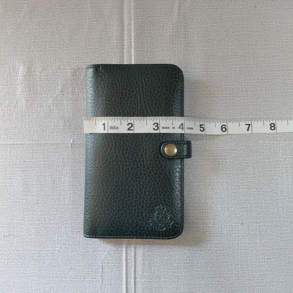 Vtg Tan Sac Vegan Pebbled Leather Address & Notebook Holder Green Organizer